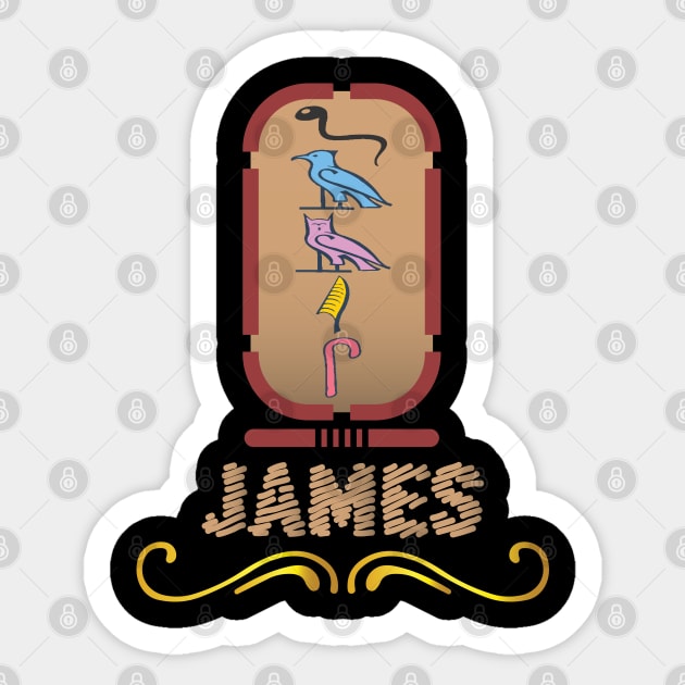 JAMES-American names in hieroglyphic letters-James, name in a Pharaonic Khartouch-Hieroglyphic pharaonic names Sticker by egygraphics